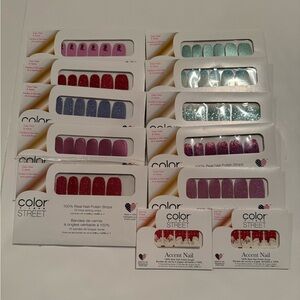 Color Street Nail Strips in Pink, Red, Purple, Blue & Aqua Glitter